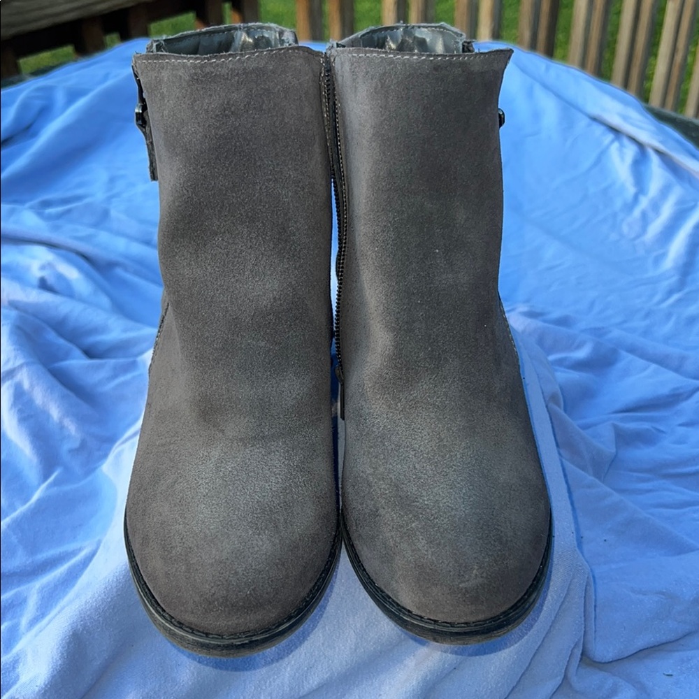 Gray Suede Ankle Boots